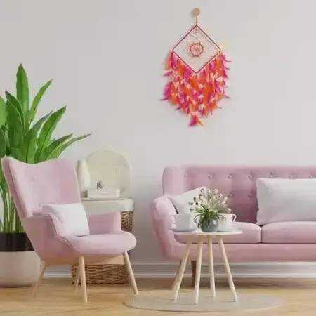 Multicolor Big Square Dream Catcher – Feather Wall Hanging ( default, Standard )