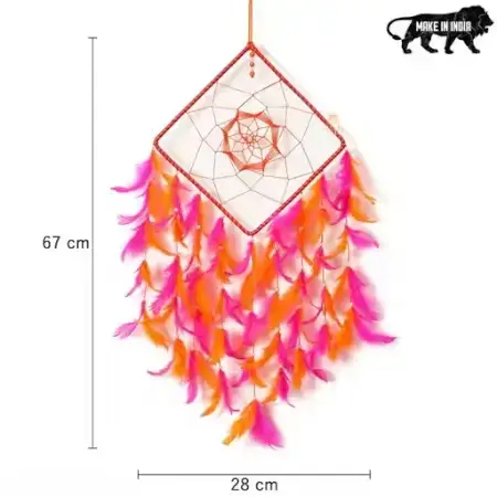Multicolor Big Square Dream Catcher – Feather Wall Hanging ( default, Standard )