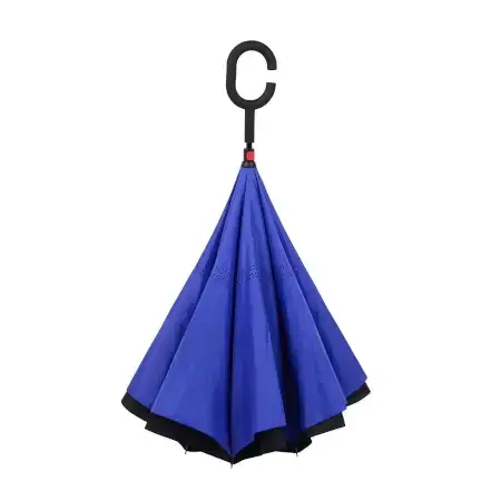 Plain design Windproof Upside Down Reverse Umbrella with C-Shaped Handle ( default, Standard ).