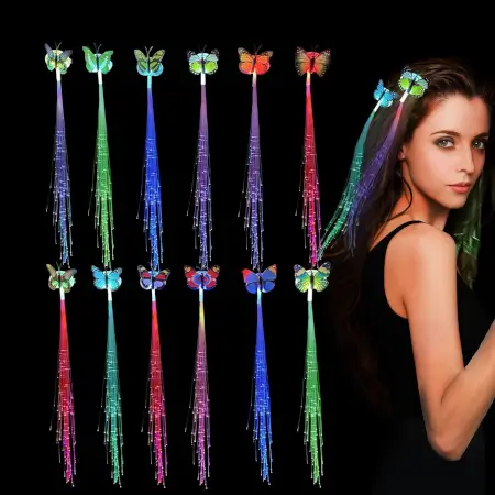 LED Butterfly Hair Braid Clip – Light-Up Party Hair Accessory.