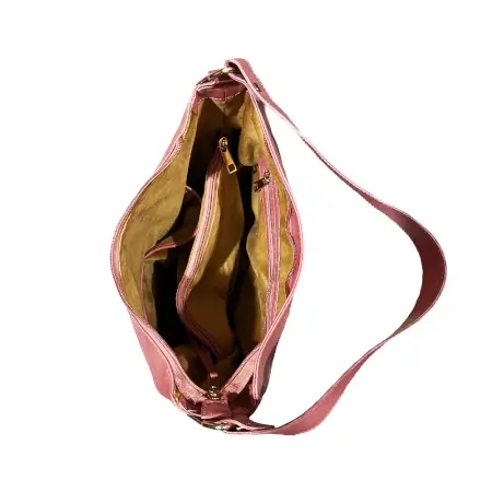 Black Vegan Leather Shoulder Bag | Spacious, Water-Resistant, Lightweight & Adjustable Strap ( pink, Standard )