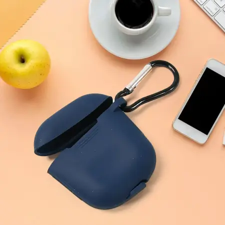 Silicone Shockproof Protection Wireless Headphones Carrying Box Cover with Metal Keychain ( default, Standard ).