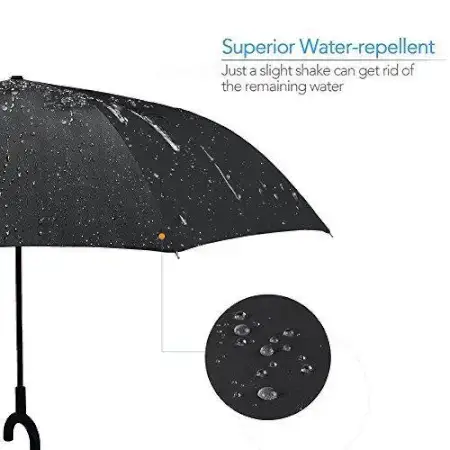 Plain design Windproof Upside Down Reverse Umbrella with C-Shaped Handle ( default, Standard ).