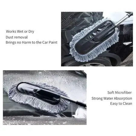Car Duster, Long Retractable / Soft / Non-Slip / Handle Multipurpose Microfiber Wash Brush Vehicle Interior and Exterior Cleaning Kit with for Car, Boats or Home ( default, Standard ).