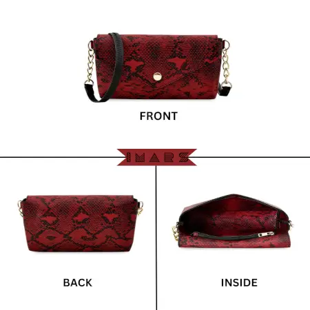 Stylish Crossbody Black For Women & Girls (Sling) Made With Vegan Leather ( red, Standard )