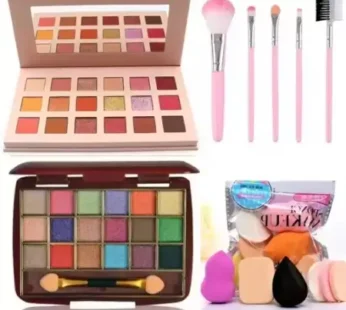 18 Color Eyeshadow & Makeup Brush Combo Kit – Multi Shade Palette for Women & Girls