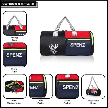 Black & Red Polyester Durable Duffle Bag For Men And Women ( black, Standard )