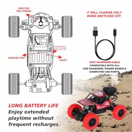 Adventure Awaits! Unleash Thrills with this Powerful 4x2 RC Monster Truck Toy – Race, Climb, Explore, Independent Suspension & Dynamic Smoke/Mist for Boys & Girls ( default, 1 )