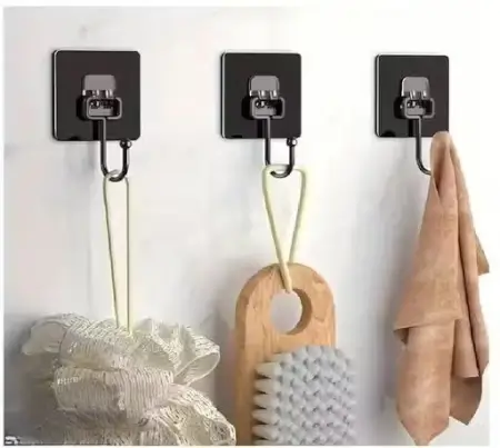 10PC Self Adhesive Wall Sticker Hooks – Stainless Steel, No-Drill ( default, Standard )