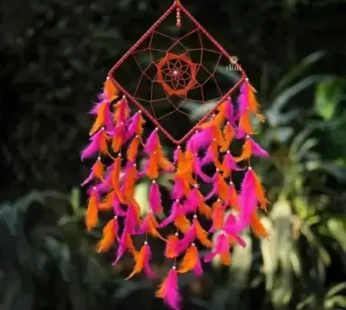 Multicolor Big Square Dream Catcher – Feather Wall Hanging for Home, Bedroom & Car Décor