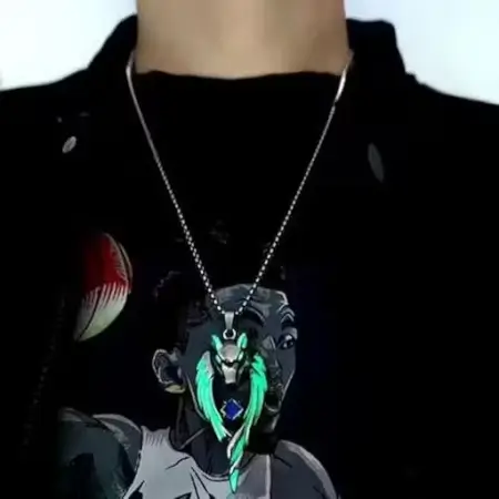 Glow in the Dark Wolf Pendant/Locket Necklace for Men & Women – Silver-Plated Stainless Steel, Long Chain ( default, Standard ).