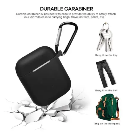 Silicone Shockproof Protection Wireless Headphones Carrying Box Cover with Metal Keychain ( default, Standard ).