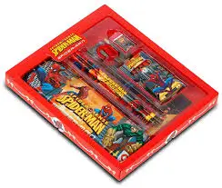 Spiderman 7-Pcs Stationery Set for Kids – Pencils, Sharpener, Eraser, Scale, Crayons & Pencil Box, Multicolor ( default, Free Size ) .