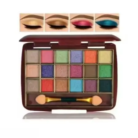 18 Color Eyeshadow & Makeup Brush Combo Kit – Multi Shade Set ( default, Standard )