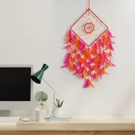 Multicolor Big Square Dream Catcher – Feather Wall Hanging ( default, Standard )