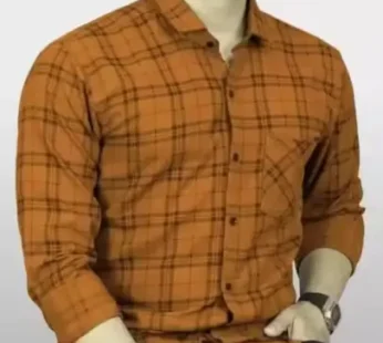 Men’s Cotton Blend Full Sleeve Checked Shirt – Formal, Casual & Partywear (M–XXL, Orange)