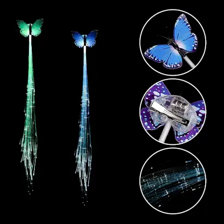 LED Butterfly Hair Braid Clip – Light-Up Party Hair Accessory.