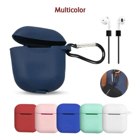 Silicone Shockproof Protection Wireless Headphones Carrying Box Cover with Metal Keychain ( default, Standard ).