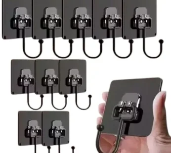 10PC Self-Adhesive Wall Sticker Hooks – Stainless Steel, No-Drill Heavy-Duty Wall Hangers