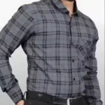 Men’s Dashing Formal Check Shirt – Cotton Blend, S to XXL, Long Sleeves. ( grey, Standard )