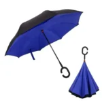Plain design Windproof Upside Down Reverse Umbrella with C-Shaped Handle ( default, Standard ).
