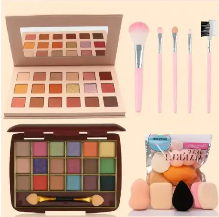 18 Color Eyeshadow & Makeup Brush Combo Kit – Multi Shade Set ( default, Standard )