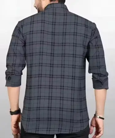 Men’s Dashing Formal Check Shirt – Cotton Blend, S to XXL, Long Sleeves. ( grey, Standard )