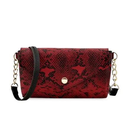 Stylish Crossbody Black For Women & Girls (Sling) Made With Vegan Leather ( red, Standard )