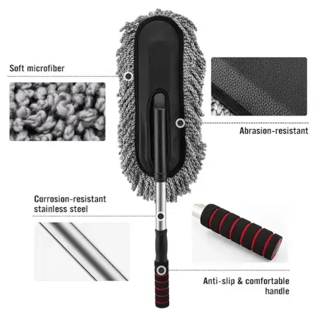 Car Duster, Long Retractable / Soft / Non-Slip / Handle Multipurpose Microfiber Wash Brush Vehicle Interior and Exterior Cleaning Kit with for Car, Boats or Home ( default, Standard ).