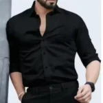 Men’s Regular Fit Solid Plain black Shirt – M to XL, Long Sleeves. (default, Standard )