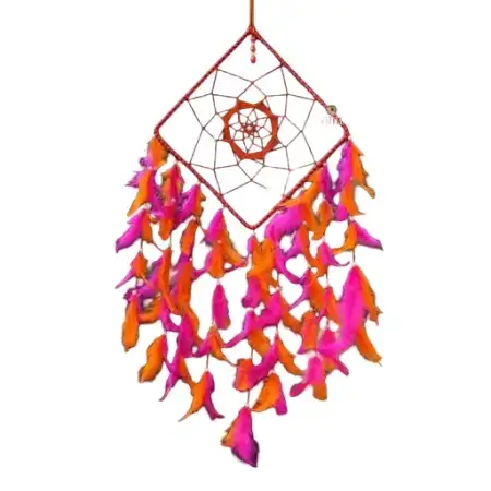 Multicolor Big Square Dream Catcher – Feather Wall Hanging ( default, Standard )