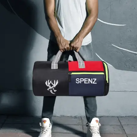 Black & Red Polyester Durable Duffle Bag For Men And Women ( black, Standard )